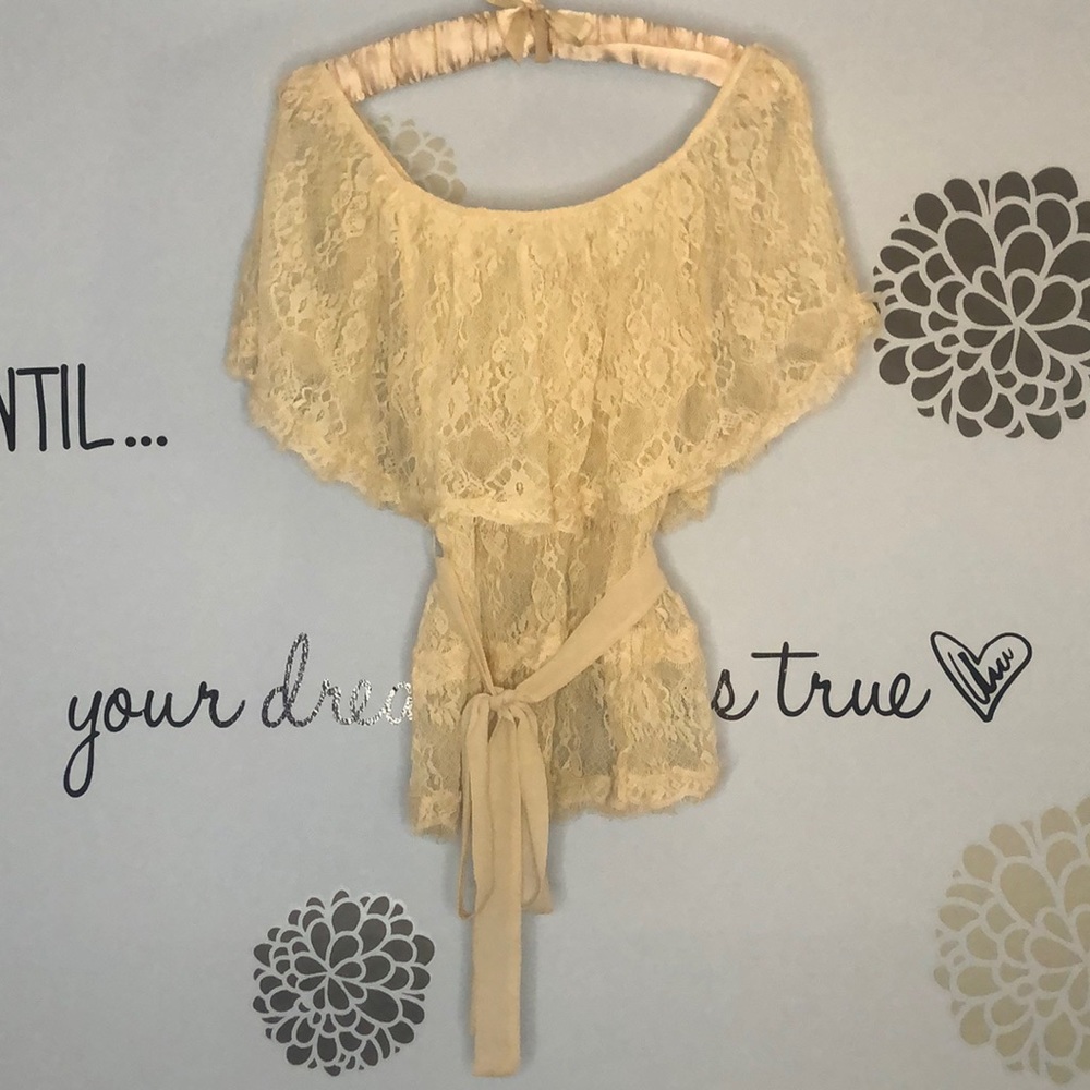 Ivory Lace Draped Top